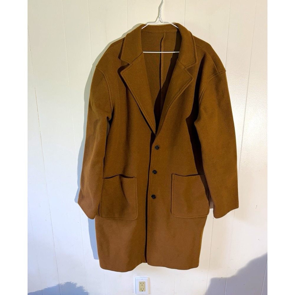 SHEIN Women's Brown Button-Front Mid-Length Overcoat w/ Pockets, 2XL